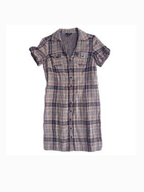 Alyx Plaid Shirt Dress Cotton Y2k 90s Brown Tan Lorelai Baddie Mini Button Up